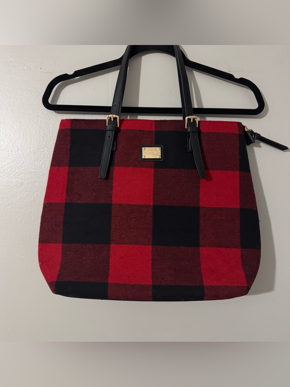 Charlie Paige Red & Black Buffalo Plaid Shoulder Tote Bag